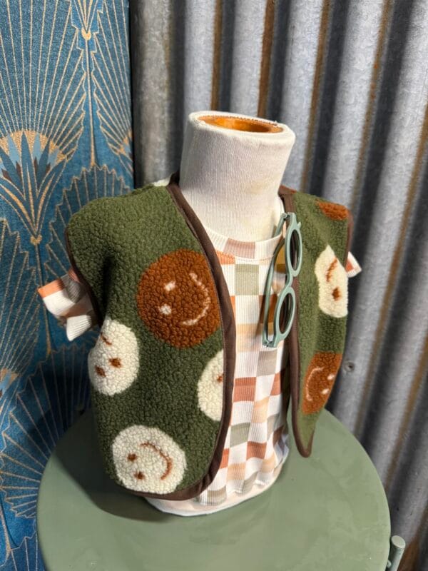 Snoet&Sproet gilet teddy smiley groen