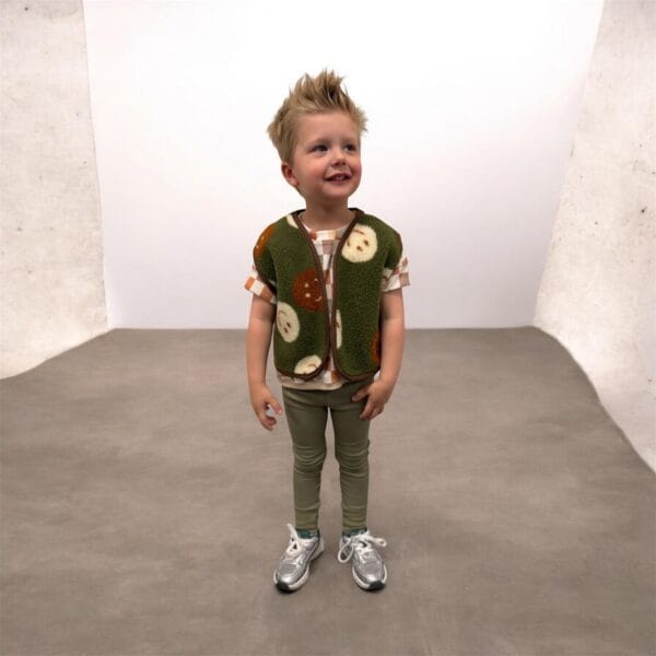 Snoet&Sproet gilet teddy smiley groen